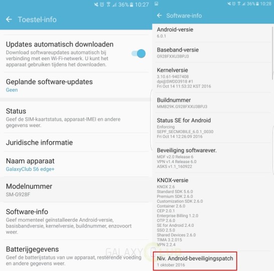 October security patch for Samsung Galaxy S6 edge+
